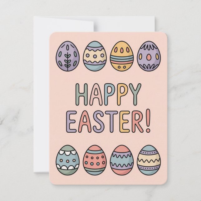 Tarjeta Festiva Cute Pastel Easter Eggs Spring Holiday Card (Anverso)