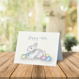 Tarjeta Festiva Cute Pastel Feliz Conejo de Pascua Simple Clásico