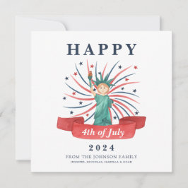 Tarjeta Festiva Cute Patriótico Rojo Blanco y Azul 4 de Julio