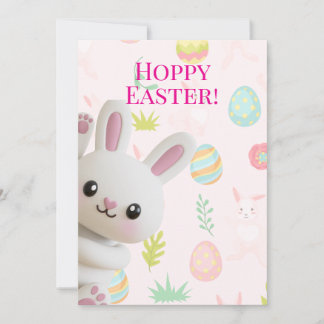 Tarjeta Festiva Cute Peeking Bunny Hoppy Easter