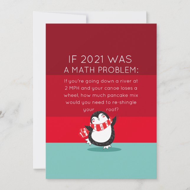 Tarjeta Festiva Cute Penguin Funny 2024 Math Quote Holiday Card (Anverso)