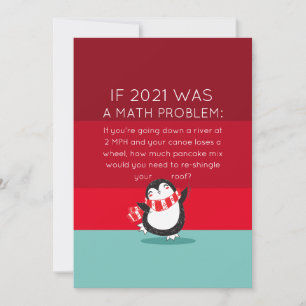 Tarjeta Festiva Cute Penguin Funny 2024 Math Quote Holiday Card