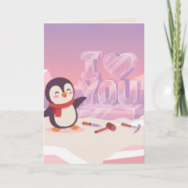 Tarjeta Festiva Cute Penguin I Love You Valentine's Day Card