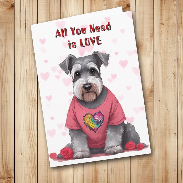 Tarjeta Festiva Cute perro Schnauzer todo lo que necesitas para Sa (Subido por el creador)