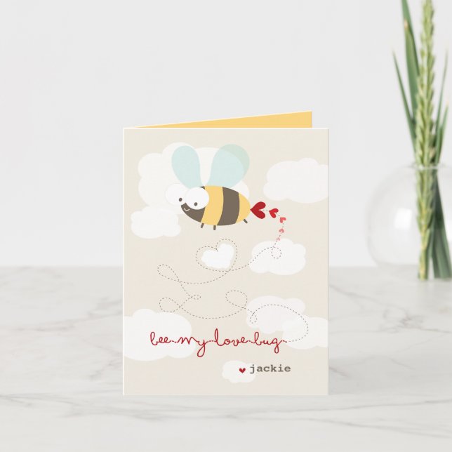 Tarjeta Festiva Cute Personalizado Bee Mine Love Valentine Photo C (Anverso)