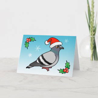 Tarjeta Festiva Cute Personalizado Pigeon Santa