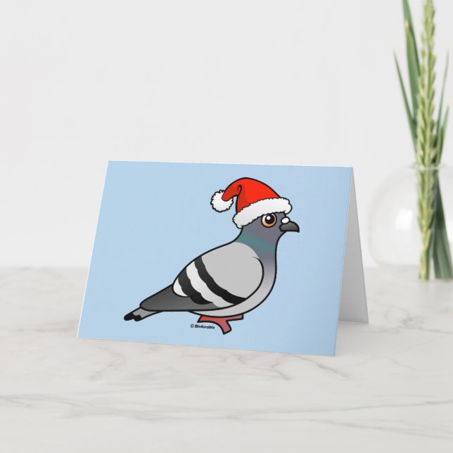 Tarjeta Festiva Cute Personalizado Pigeon Santa (Anverso)