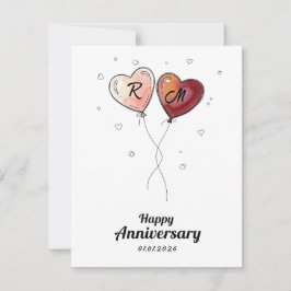 Tarjeta Festiva Cute Personalized Couple Anniversary Heart Card