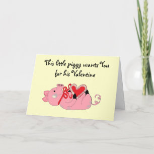 Tarjeta Festiva Cute Piggy Valentine