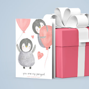 Tarjeta Festiva Cute pingüino Feliz Día de San Valentín