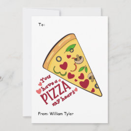 Tarjeta Festiva Cute Pizza My Heart Classroom Día de San Valentín