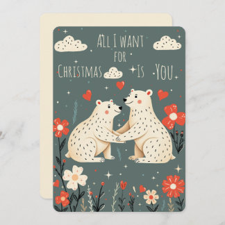 Tarjeta Festiva Cute Polar Bears Christmas Card