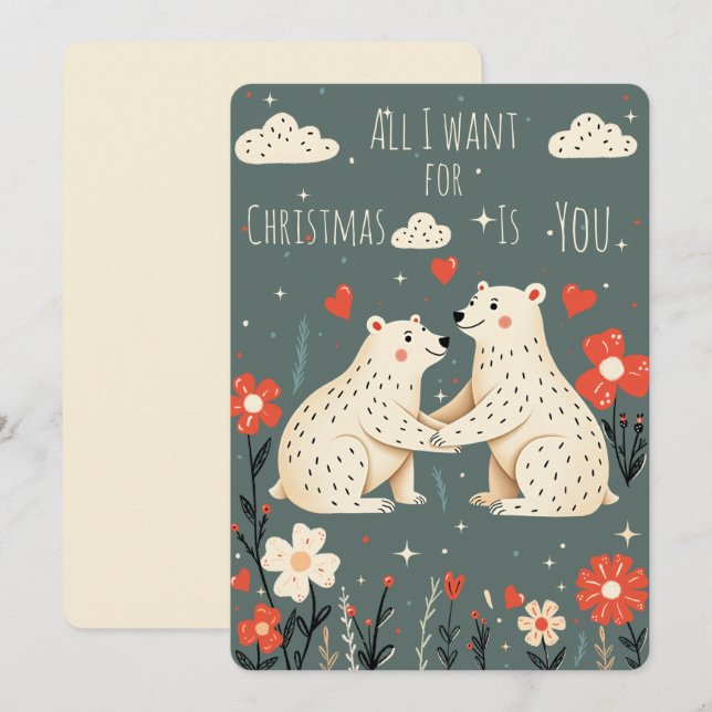 Tarjeta Festiva Cute Polar Bears Christmas Card (Anverso / Reverso)