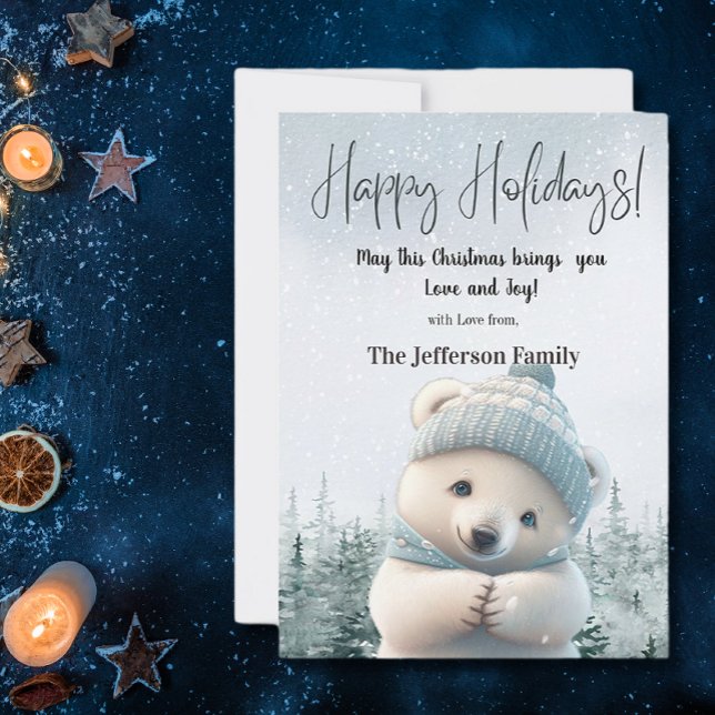 Tarjeta Festiva Cute Polar Oso Felices Fiestas Agua Invierno (Subido por el creador)