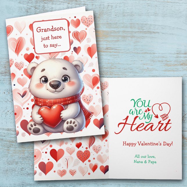Tarjeta Festiva Cute Polar Oso Rojo Nieto Valentine (Subido por el creador)