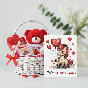 Tarjeta Festiva Cute pony día de San Valentín personalizado