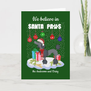 Tarjeta Festiva Cute Poodle cree en Navidades de Santa Paws