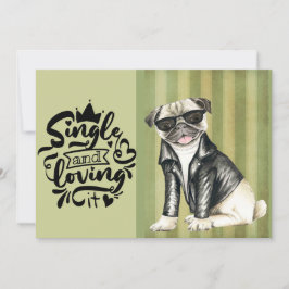 Tarjeta Festiva Cute Pug Dude | Sencilla Y Amada San Valentín