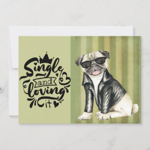 Tarjeta Festiva Cute Pug Dude   Sencilla Y Amada San Valentín