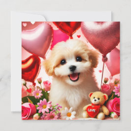 Tarjeta Festiva Cute puppy Happy Valentine's day 
