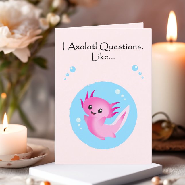 Tarjeta Festiva Cute Purple Pink Axolotl Preguntas para San Valent (Subido por el creador)