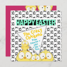 Tarjeta Festiva Cute Quirky "Feliz Pascua, ¡Chicas Locas!" |