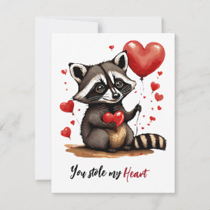 Tarjeta Festiva Cute raccoon personalizado valentina