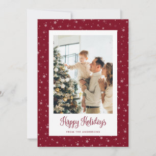 Tarjeta Festiva Cute Red Starry Photo Happy Holidays