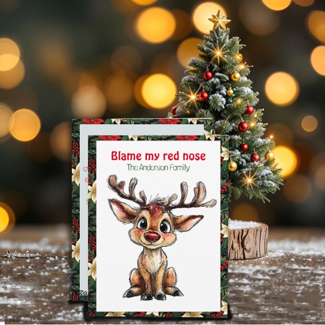 Tarjeta Festiva Cute reindeer christmas wish red retro Postcard (Subido por el creador)