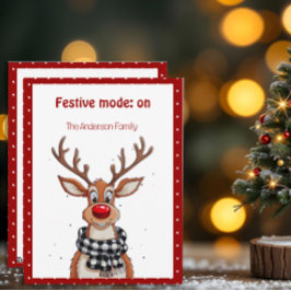 Tarjeta Festiva Cute reindeer christmas wish red retro Postcard