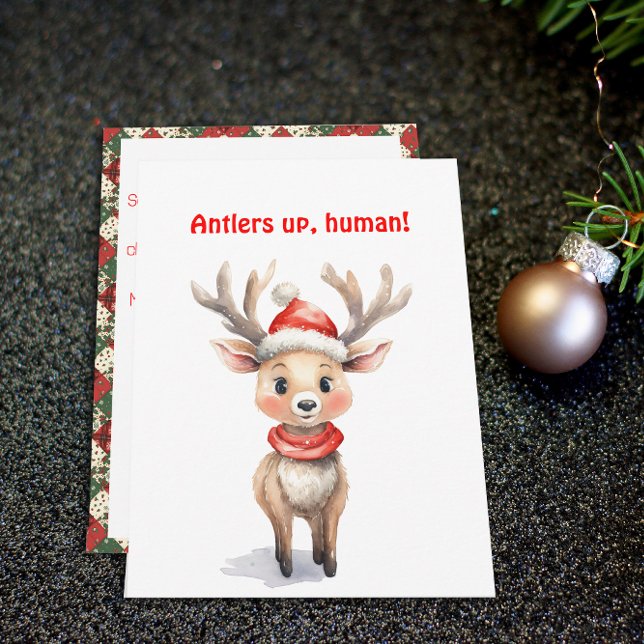 Tarjeta Festiva Cute reindeer Rudolph christmas wishes Postcard (Subido por el creador)