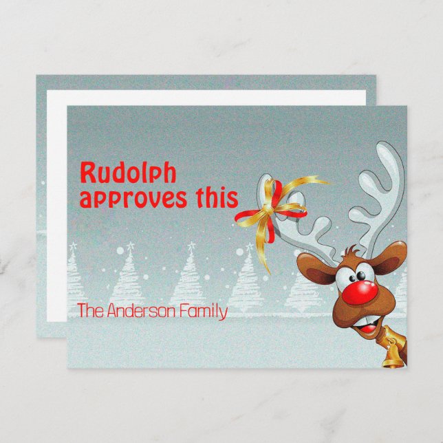 Tarjeta Festiva Cute reindeer Rudolph christmas wishes Postcard (Anverso / Reverso)