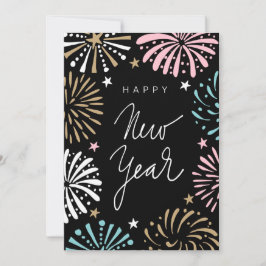 Tarjeta Festiva Cute Retro Pastel Feliz Año Nuevo