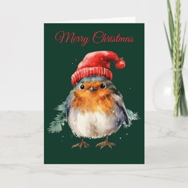 Tarjeta Festiva Cute Robin (Anverso)