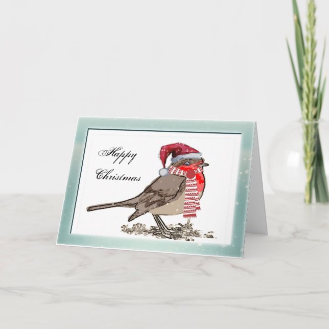 Tarjeta Festiva Cute Robin Red Breast Company Navidades (Anverso)