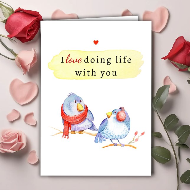 Tarjeta Festiva Cute Romantic Love Birds Valentine's Day Card (Subido por el creador)