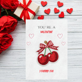 Tarjeta Festiva Cute Romantic Retro Cherry Valentine’s Day Card