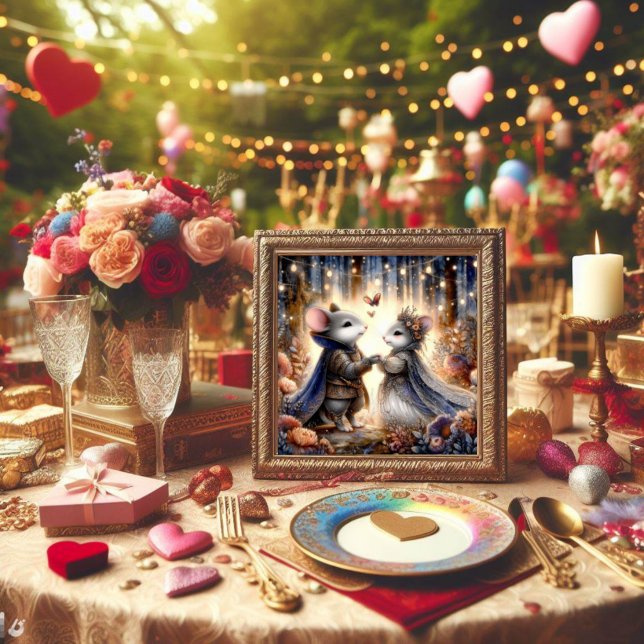 Tarjeta Festiva Cute Romántica Pareja de Ratón Amor Poema Valentin (Subido por el creador)