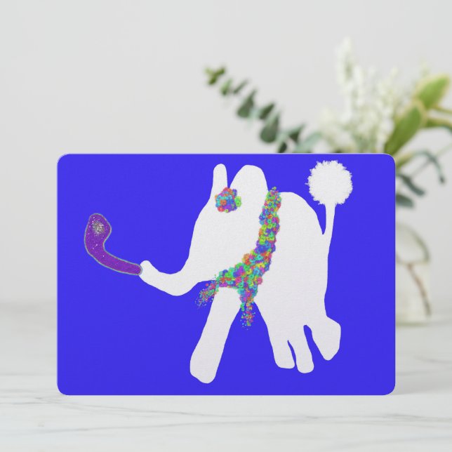Tarjeta Festiva Cute Rosh Hashanah ר א ש ה ש ה shofar elefante bla (Anverso de pie)