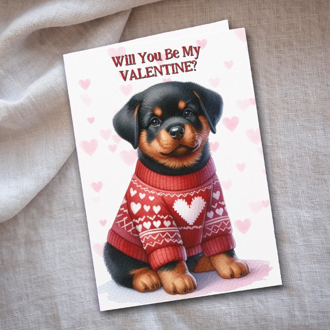 Tarjeta Festiva Cute rotuiler pipa en Sweater Valentine (Subido por el creador)