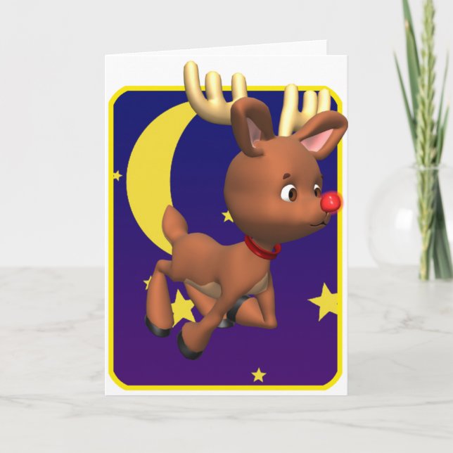 Tarjeta Festiva Cute Rudolph (Anverso)