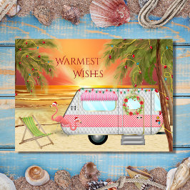 Tarjeta Festiva Cute RV Camper Warmest Wings Beach Navidades