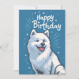 Tarjeta Festiva Cute Samoyed Feliz Cumpleaños