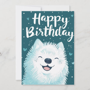 Tarjeta Festiva Cute Samoyed Feliz Cumpleaños