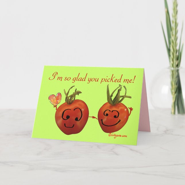 Tarjeta Festiva Cute San Valentín - Tomates cerezos (Anverso)