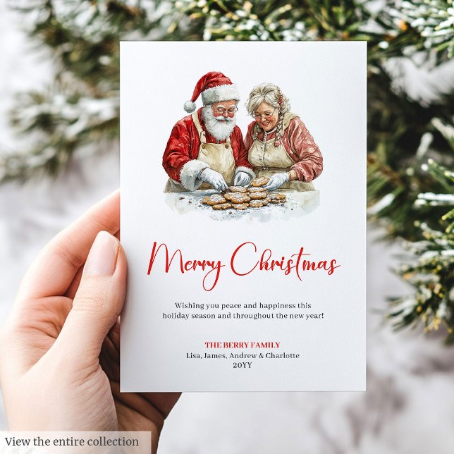 Tarjeta Festiva Cute Santa Claus Kids Stylish Red Green Greeting  (Cute Santa Claus Kids Stylish Red Green Greeting Card)