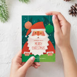 Tarjeta Festiva Cute Santa Claus | Saludo de la familia navideña d<br><div class="desc">Envía alegría festiva con esta adorable tarjeta de Feliz Navidad con un alegre ilustracion de Santa Claus. Perfecto para las familias que quieren una tarjeta de vacaciones personalizada que combine encanto y tradición. Personalizar con el nombre de su familia y año por un cuidadoso recuerdo que destaca entre el correo...</div>