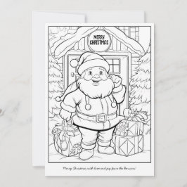 Tarjeta Festiva Cute Santa en familia Navidades de arte en casa