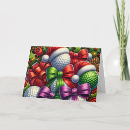Tarjeta Festiva Cute Santa Golf Balls Christmas Holiday Card