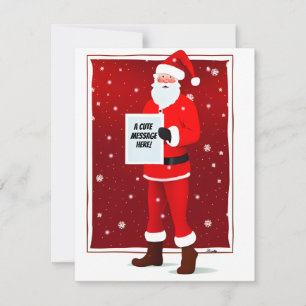 Tarjeta Festiva Cute Santa sosteniendo un letrero Mensajes persona